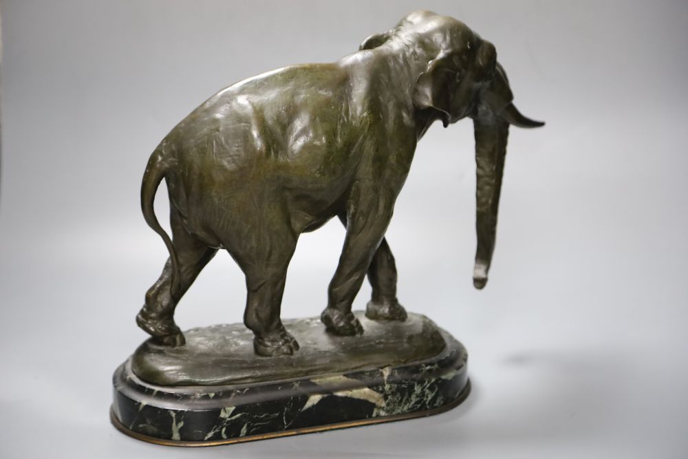 Alfred Barye (French, 1839-1882). A patinated bronze Elephant d’Asie, height 12.25in.